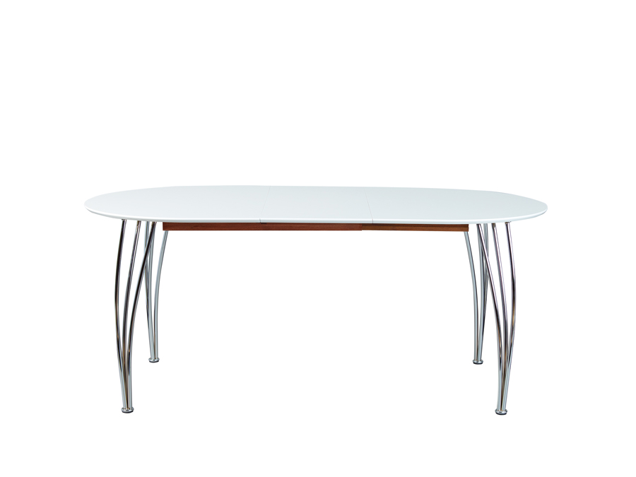 Tavolo allungabile, in mdf laccato bianco e metallo, 140x90 cm