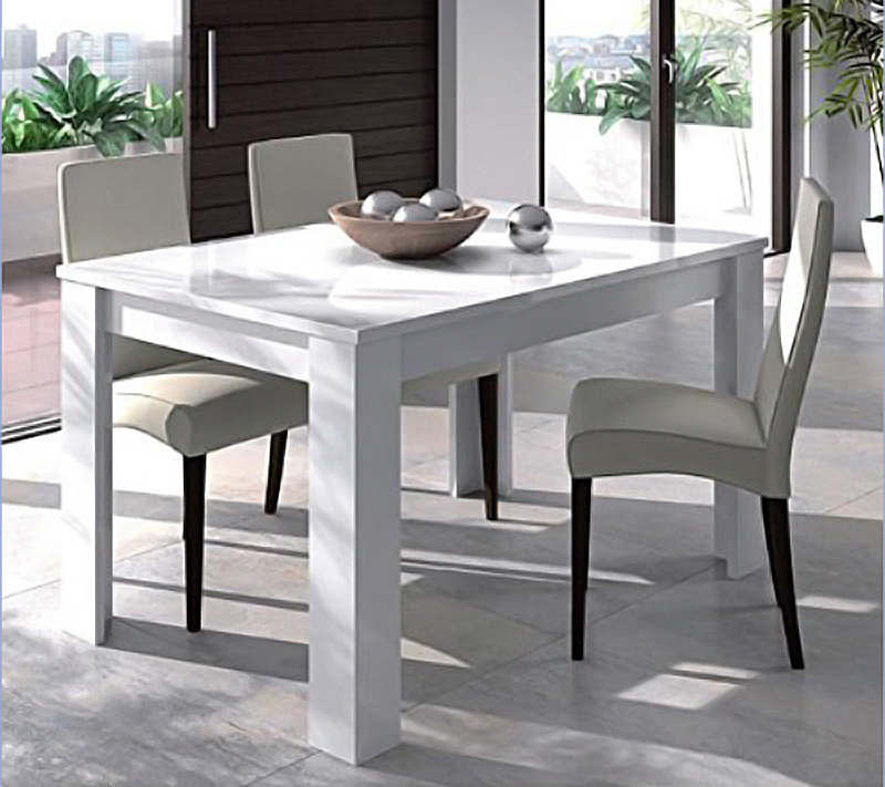 Tavolo bianco lucido allungabile 140 cm