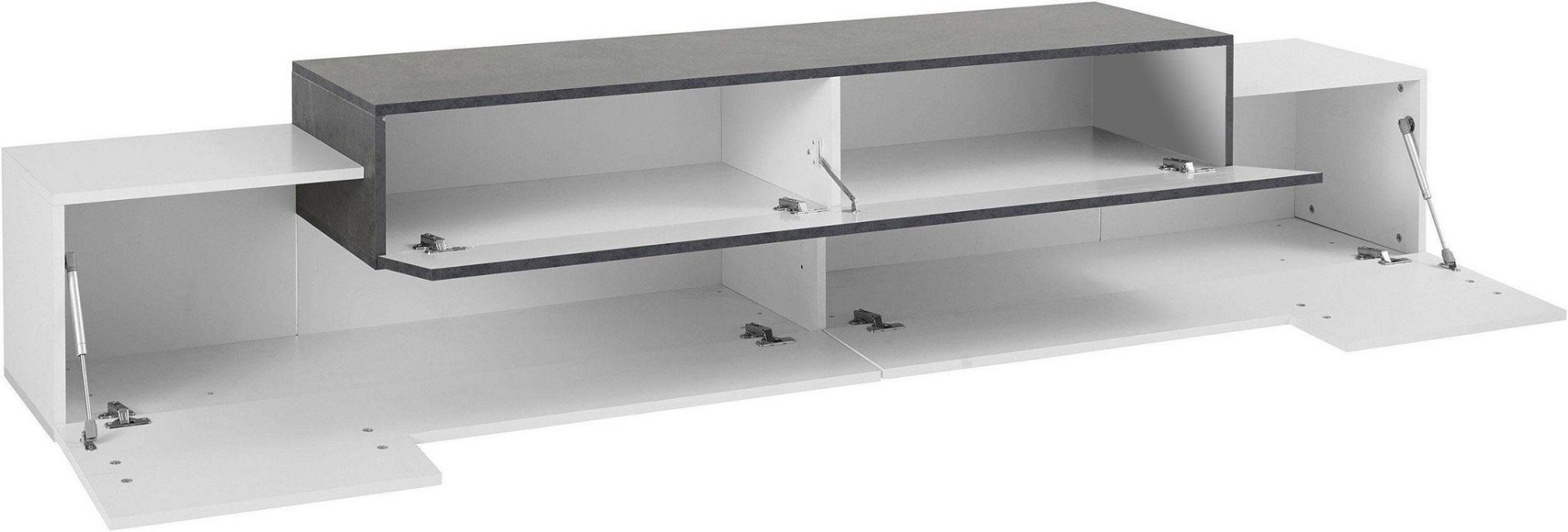 Mobile porta tv moderno con 3 ante in finitura Bianco lucido e Ardesia