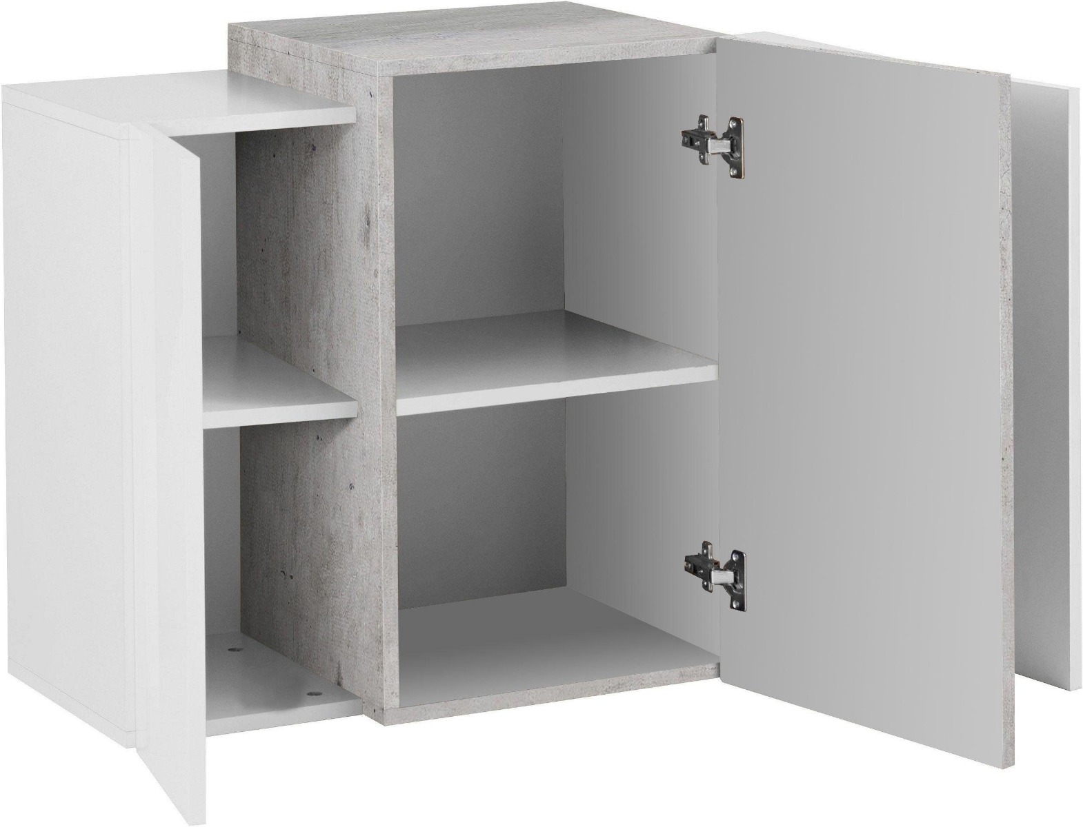 Pensile sospeso con 3 ante in finitura Bianco lucido e Ardesia