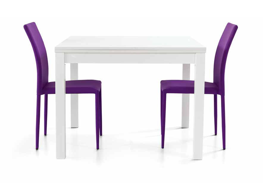 Tavolo allungabile in legno, finitura bianco frassinato, apertura a libro