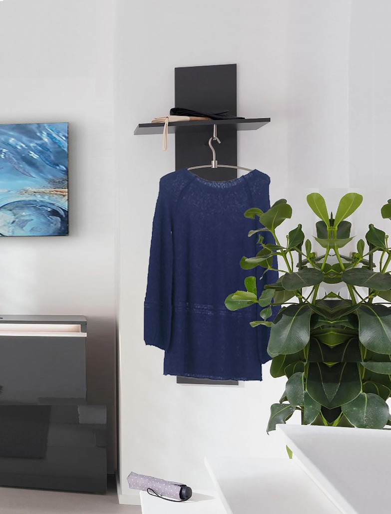 Appendiabiti di design in finitura Antracite laccato lucido 