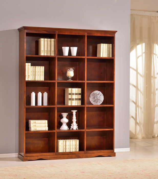 Libreria 3 vani, finitura noce arte povera