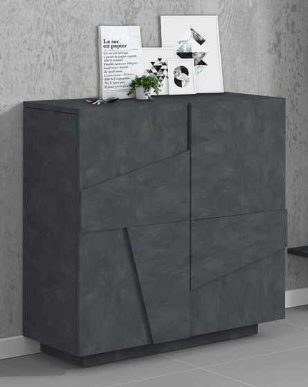 Ingresso moderno con scarpiera, appendiabiti e madia in finitura Ardesia