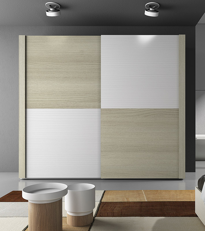 Armadio maxi Nibbio con 2 ante scorrevoli in finitura Larice bianco e Olmo