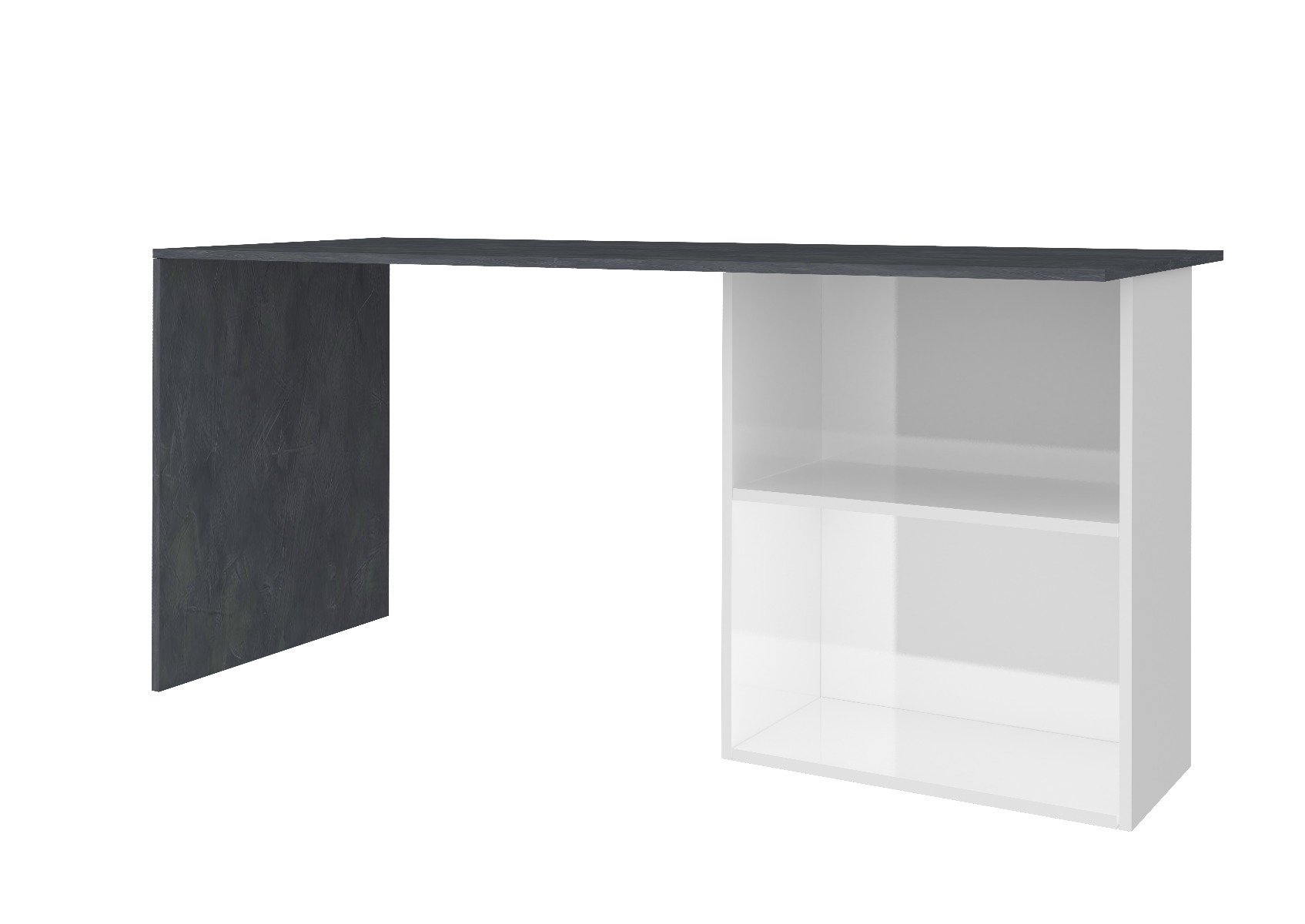 Scrivania bianco lucido e ardesia, con vani contenitore, made in Italy