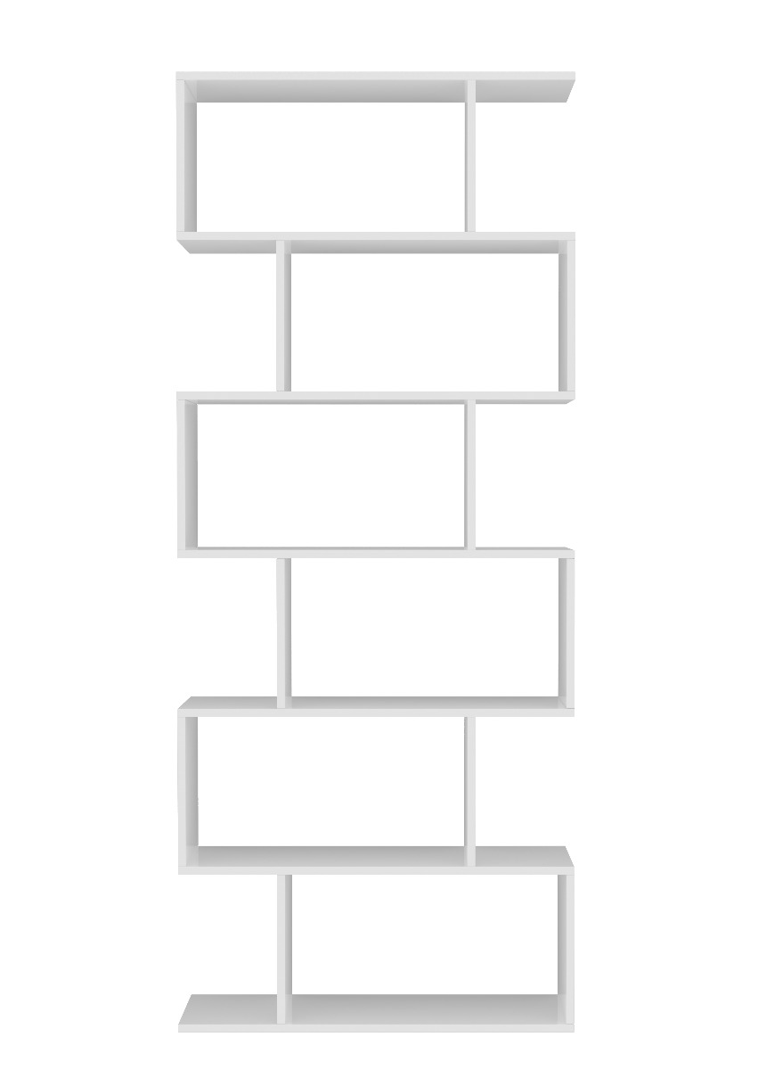 Libreria verticale, colore bianco lucido, 6 ripiani, made in Italy