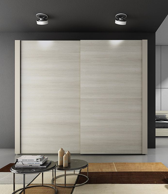 Armadio maxi Cigno con 2 ante scorrevoli in finitura Olmo e Tortora