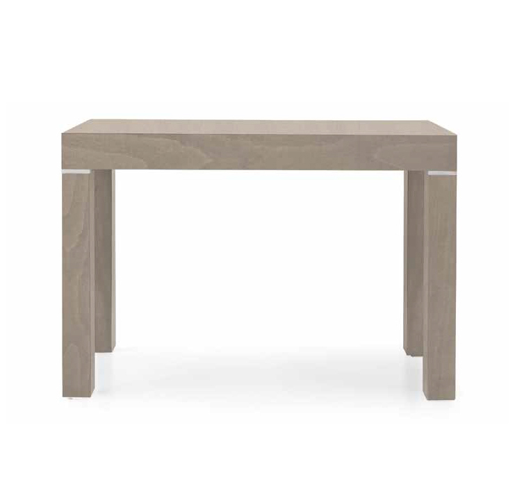 Consolle allungabile in legno, finitura tortora, apertura con binario