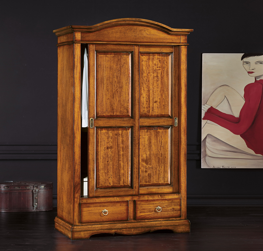 Armadio 2 porte scorrevoli in finitura Noce arte povera