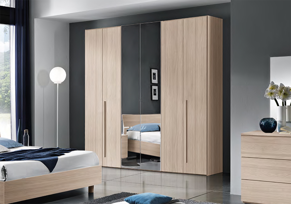 Armadio a 6 ante ante battenti olmo frida con specchi