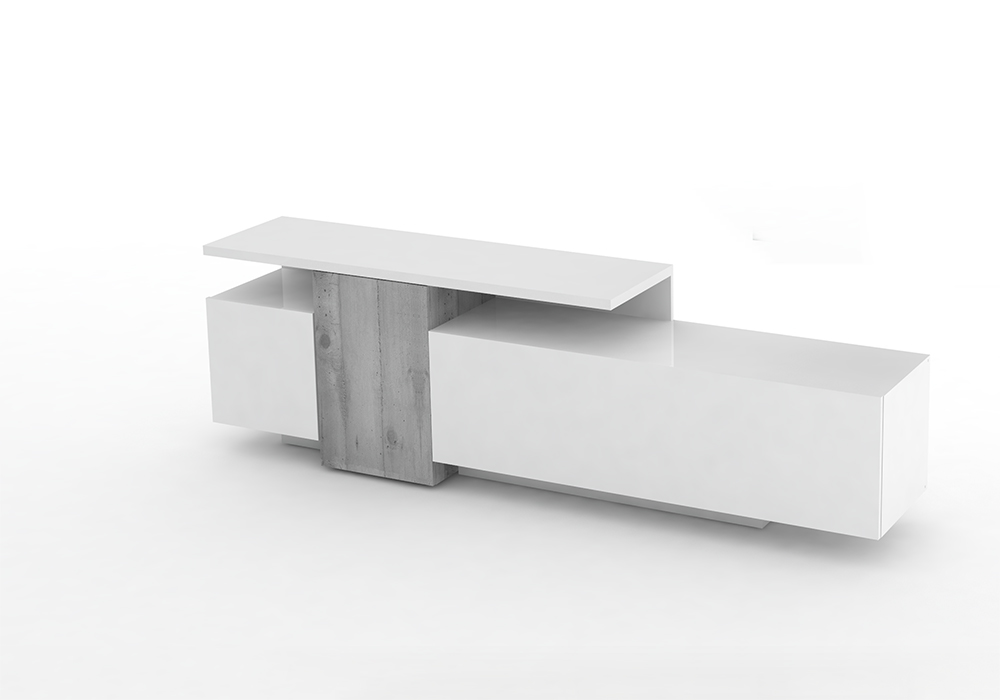 Porta tv moderno bianco e beton, made in Italy in offerta