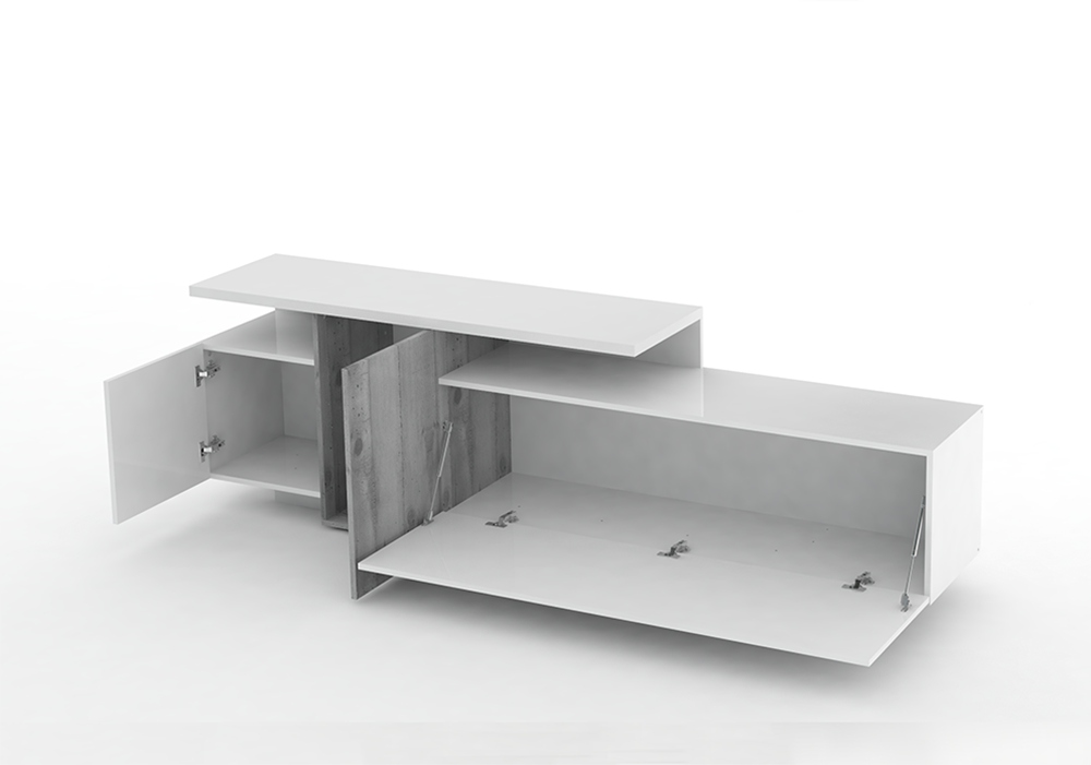 Porta tv moderno bianco e beton, made in Italy in offerta