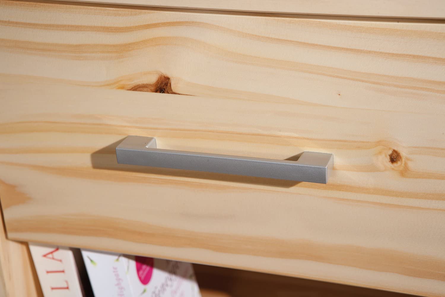 Comodino in legno massello, 1 cassetto, colore legno naturale