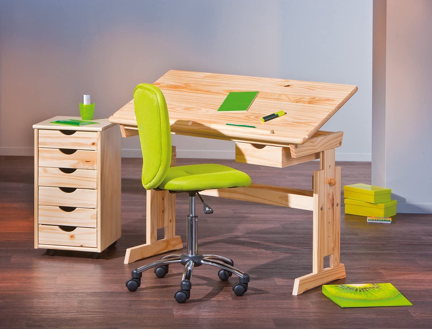 Links, scrivania Julia per bambini in legno naturale