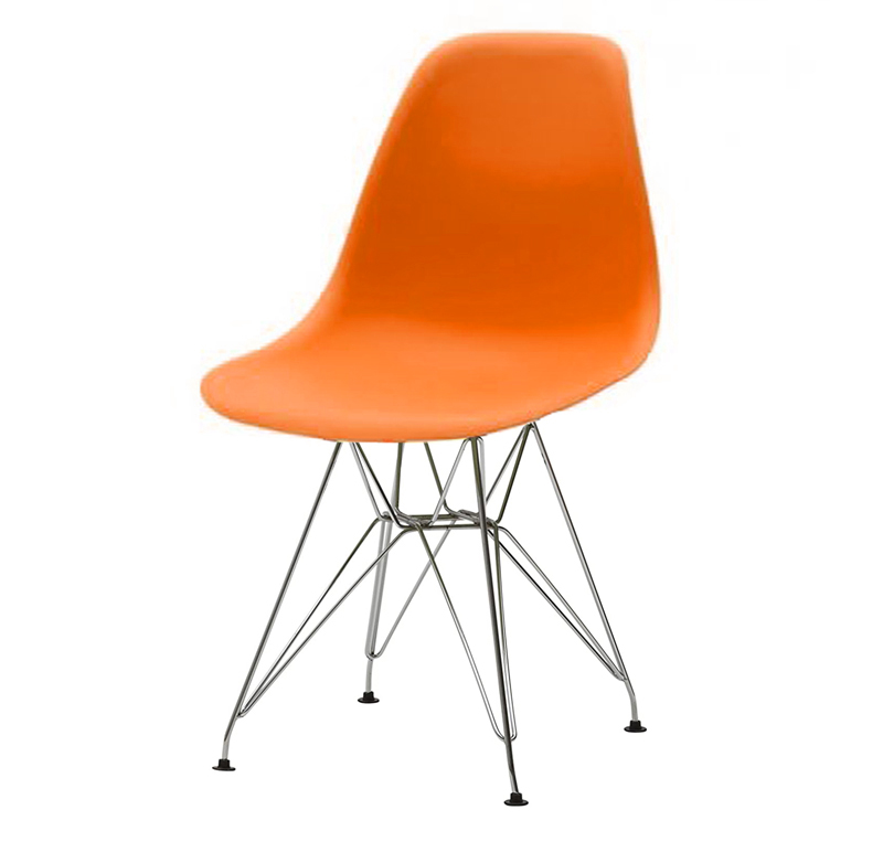 Sedia di Design Arancio seduta in pvc e struttura in metallo