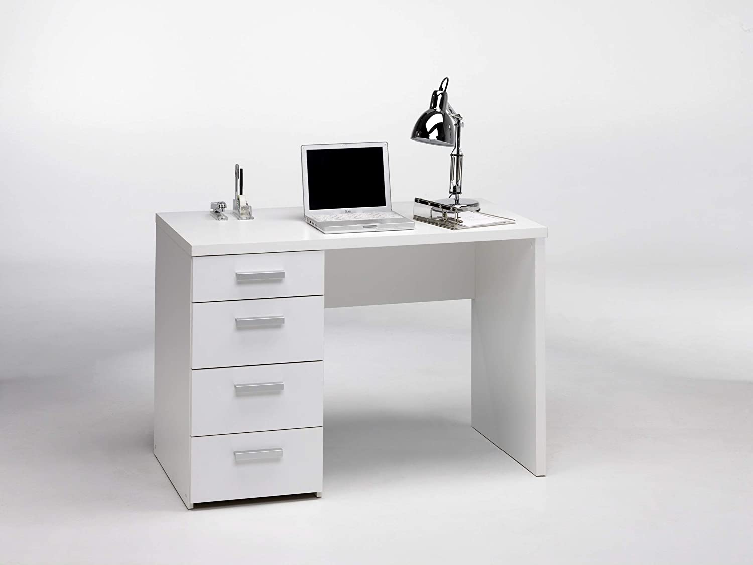 Scrivania bianca con cassettiera