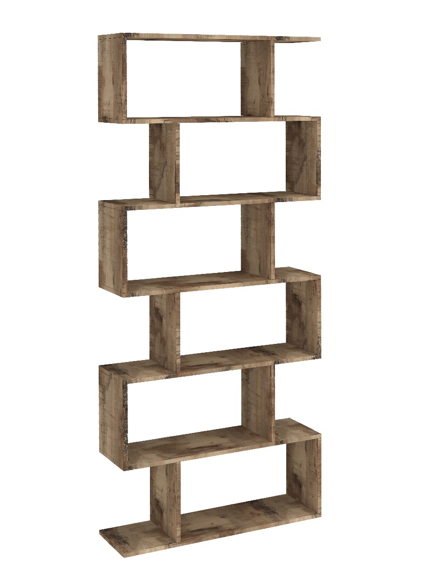 Libreria moderna verticale, colore pero, 6 ripiani, made in Italy