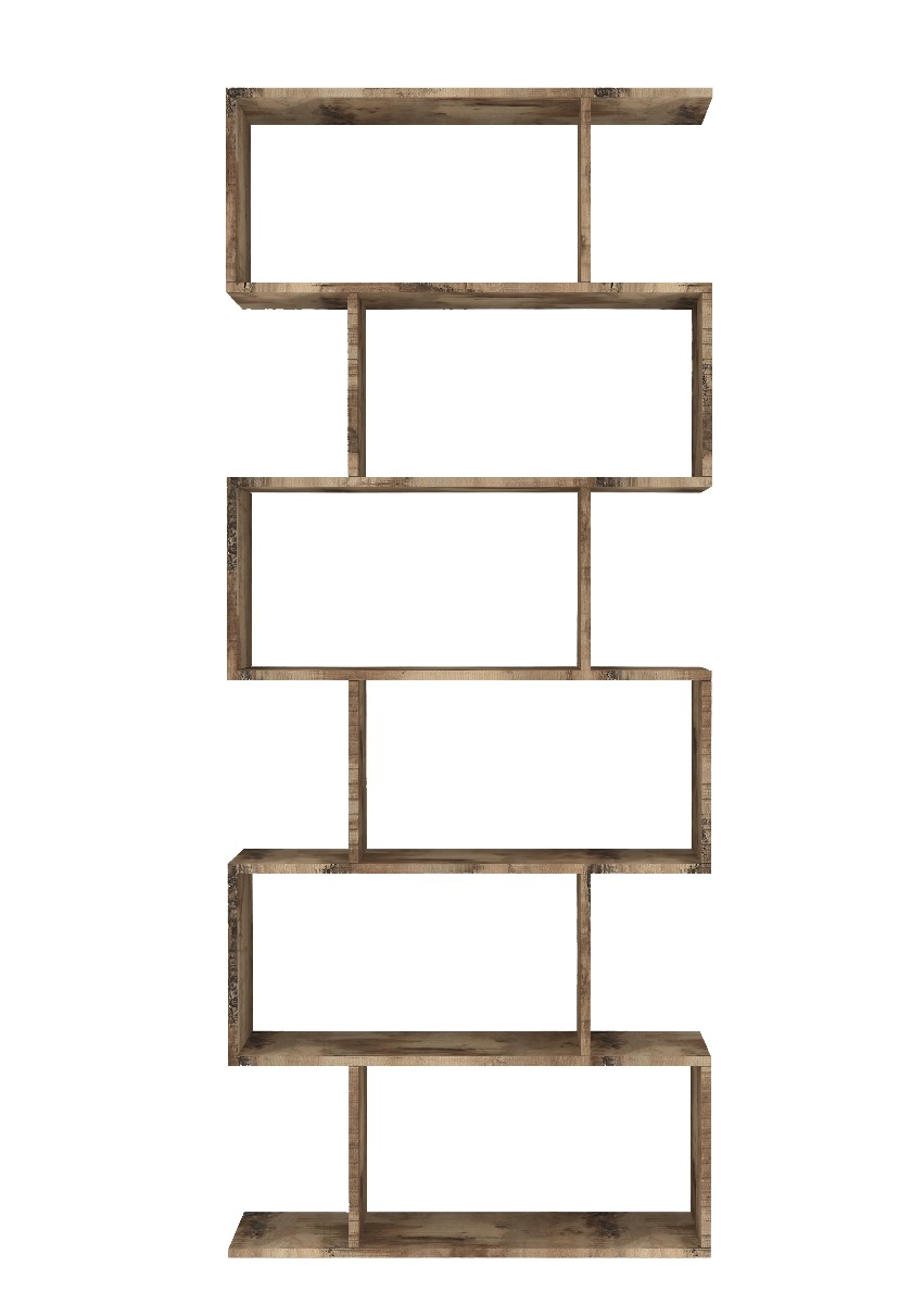 Libreria moderna verticale, colore pero, 6 ripiani, made in Italy