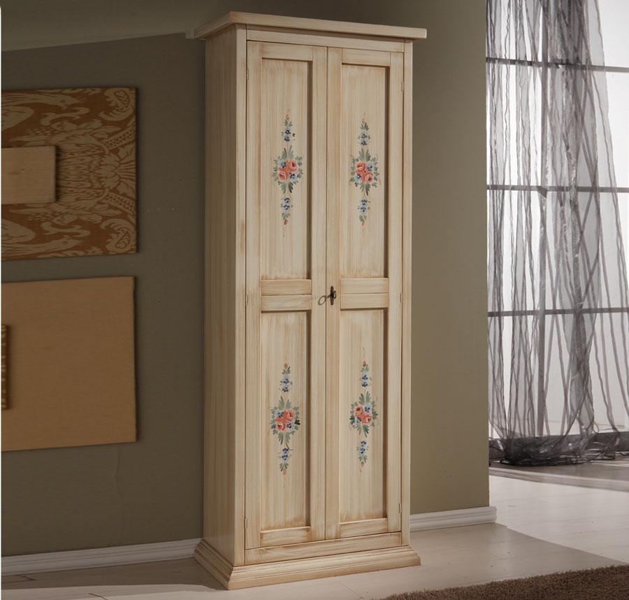 Armadietto scarpiera con decori, arte povera