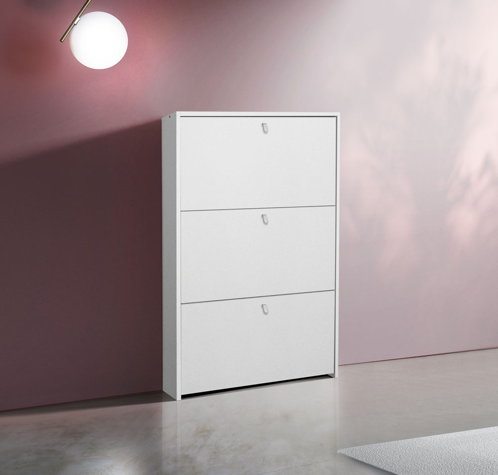 Scarpiera moderna Bianca opaca con 3 ante a ribalta