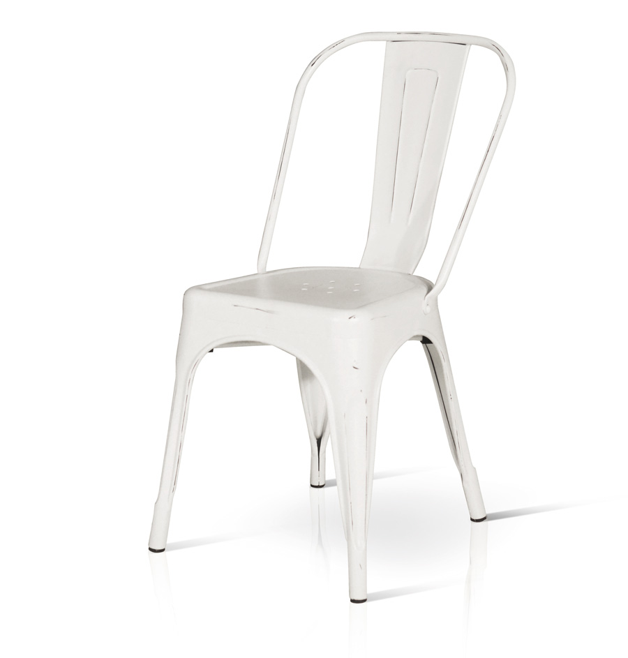 Sedia Stile Industry, struttura in metallo etnica colore Bianco