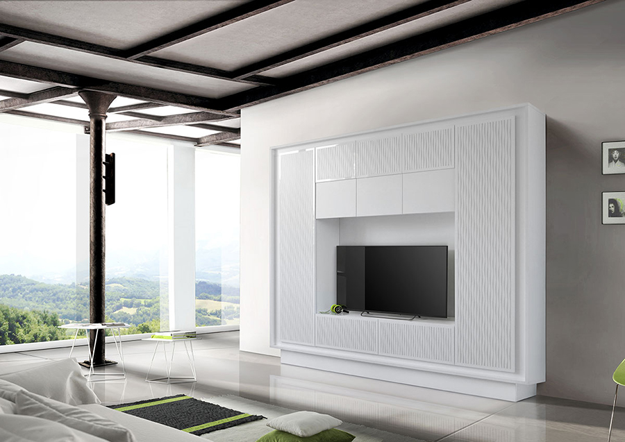 Parete attrezzata Bianco opaco e Sigaretta