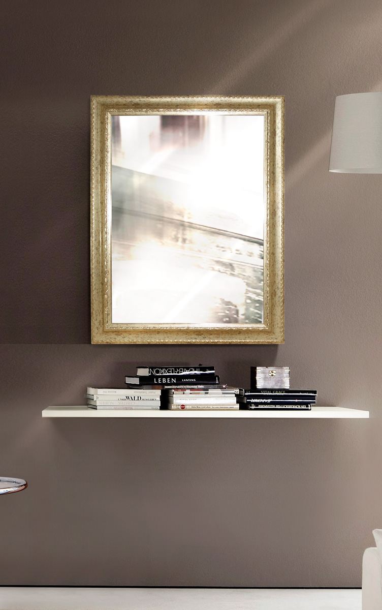 Specchiera in legno con misure personalizzabili, finitura Oro