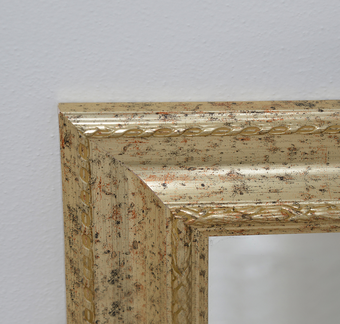 Mobile da ingresso completo con specchio in legno, finitura Noce Stelvio, Cadiz, Bianco Lucido e Oro