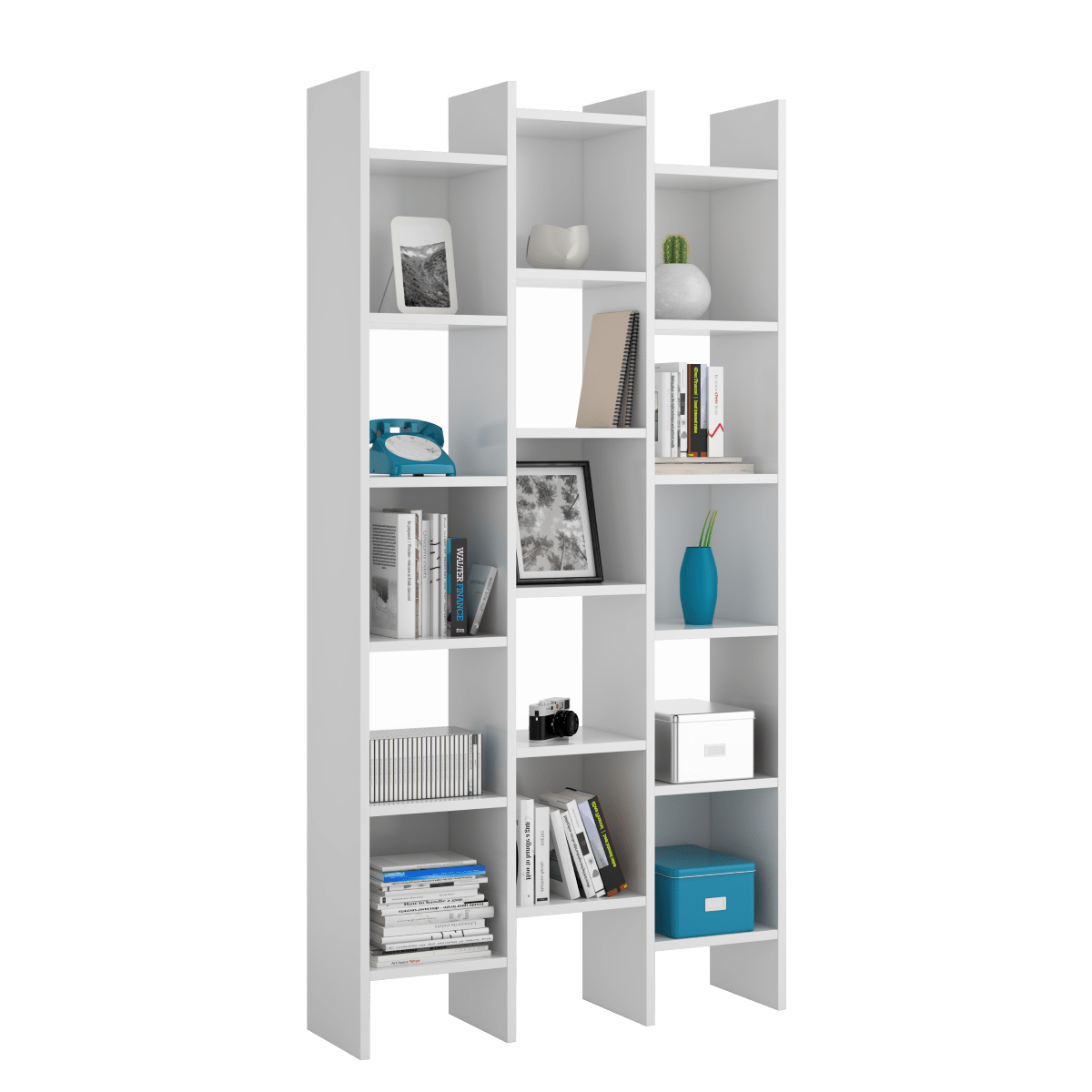 Libreria alta di design, in finitura bianco artik