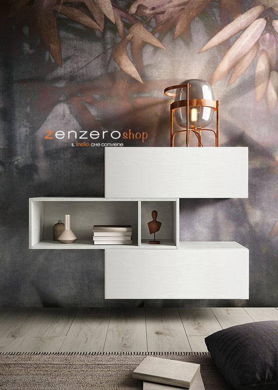 Madia moderna sospesa GJ 504 in finitura Frassinato Bianco