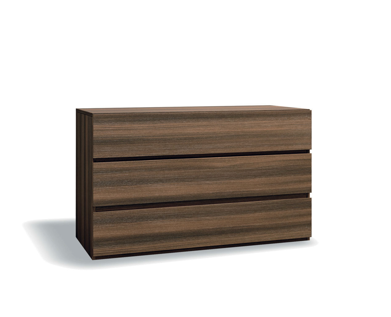 Comò largo moderno con 3 cassetti  di alta qualità in finitura Quercia brown