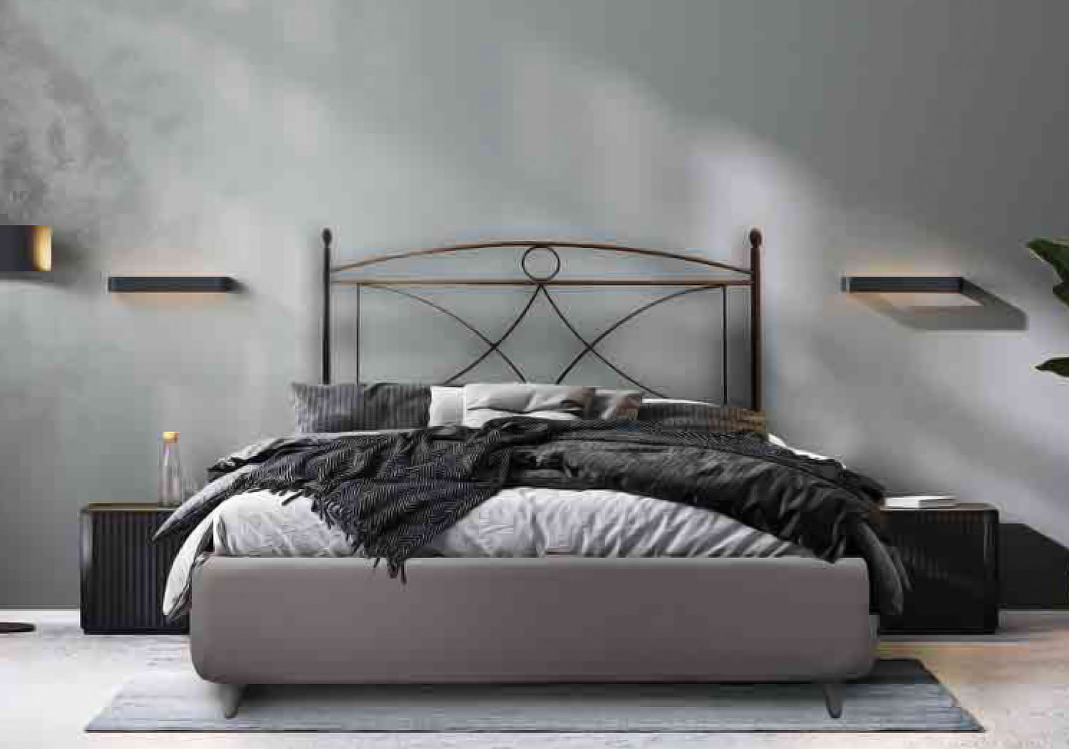 letto in ferro matrimoniale grafite nero