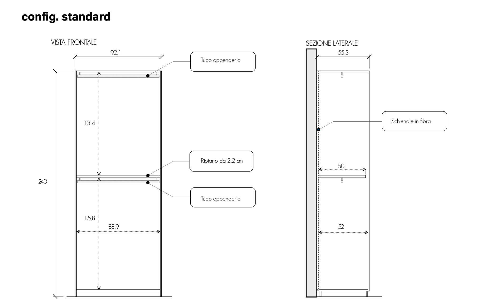 Armadio battente 6 ante, finitura Cashmere, L.273 H.240
