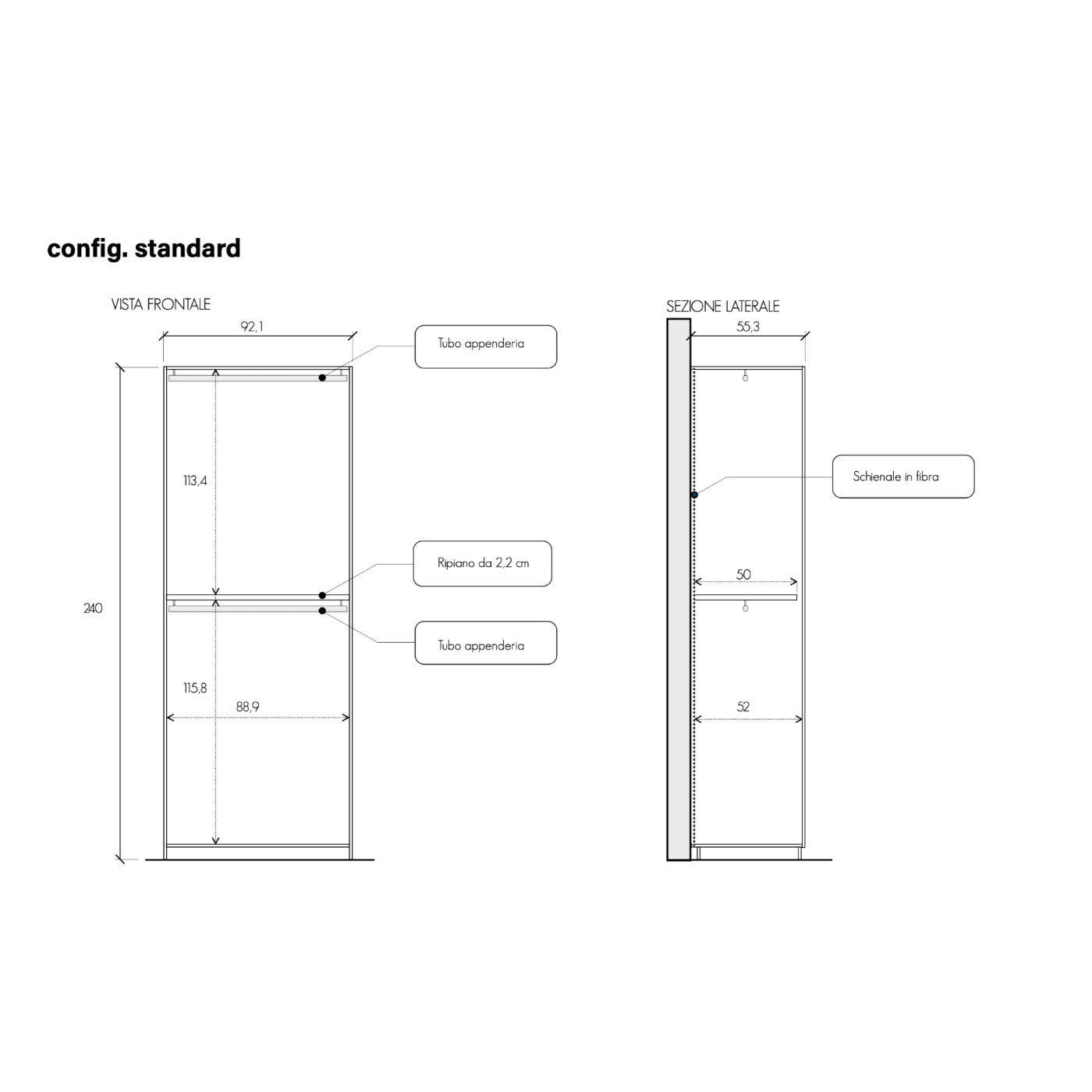 Armadio 4 ante, finitura Cashmere, L.183