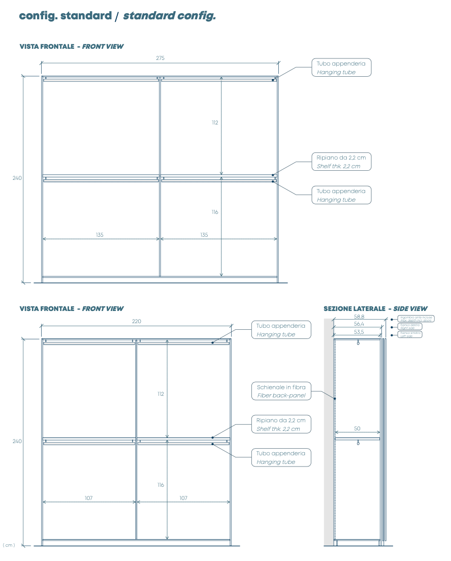 Armadio scorrevole Bronzo e Mercure con specchi bronzati Zenzero Shop