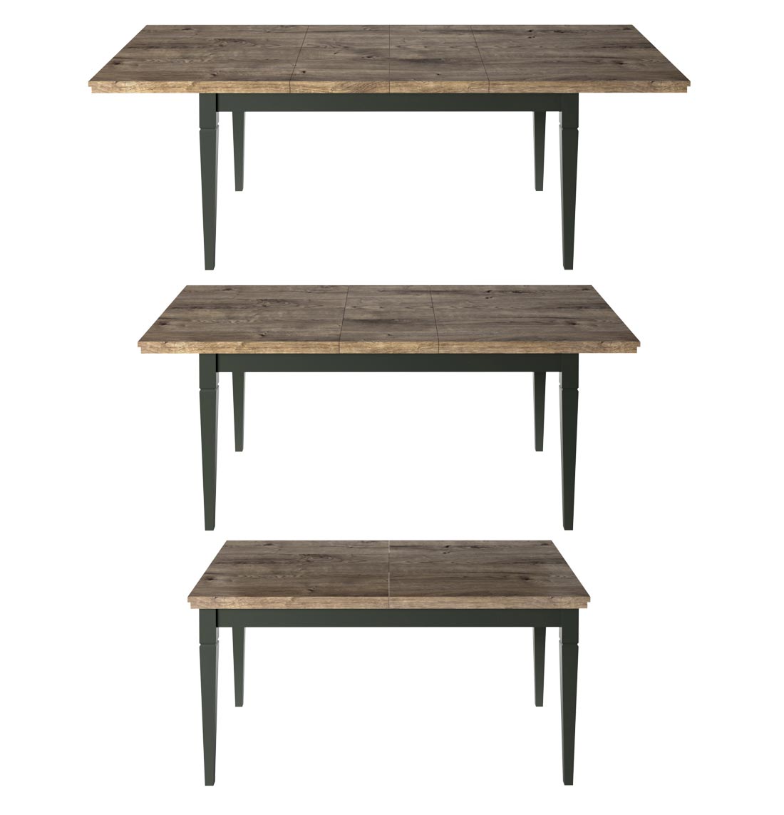 Tavolo L.160 allungabile finitura verde scuro e quercia