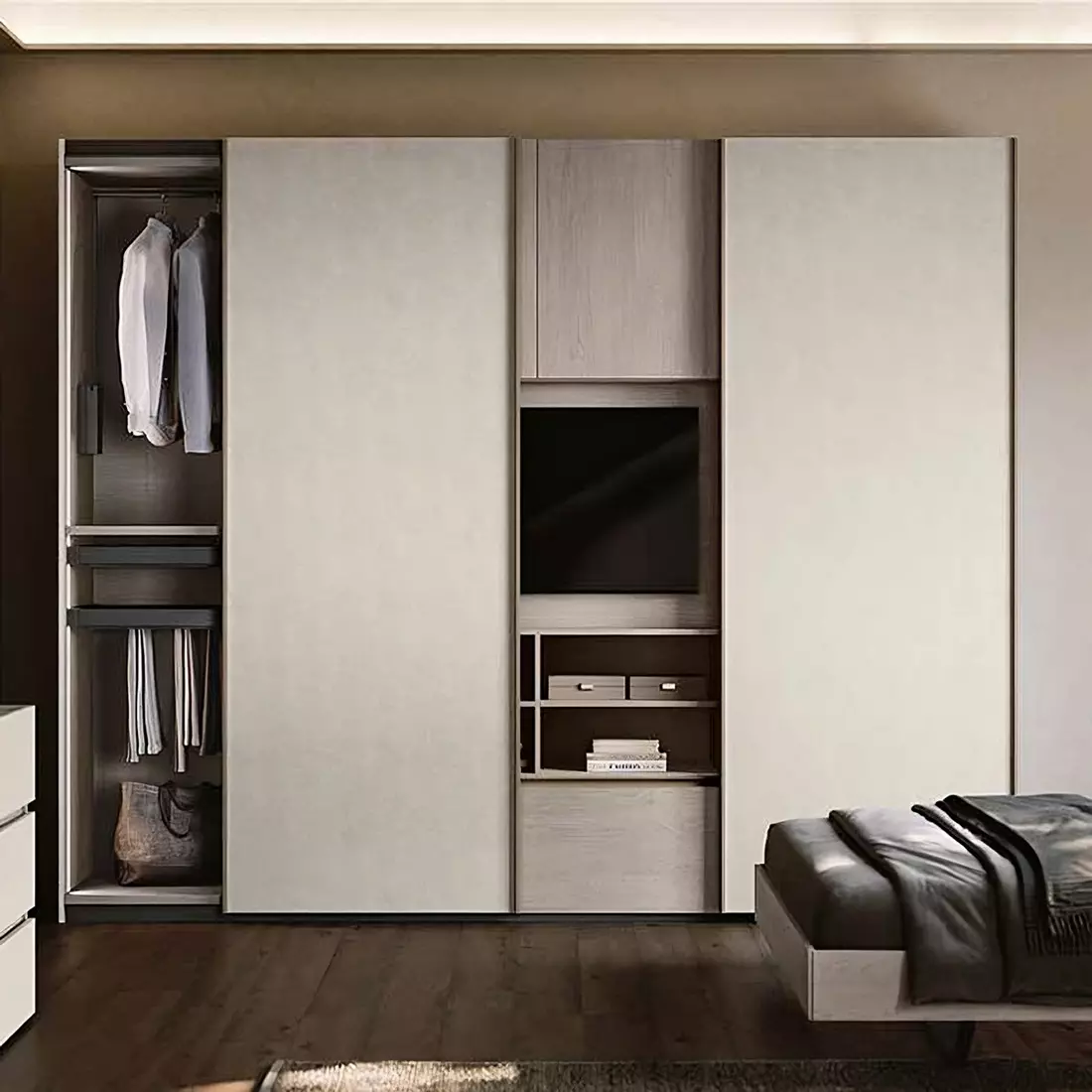 armadio scorrevole con vano tv