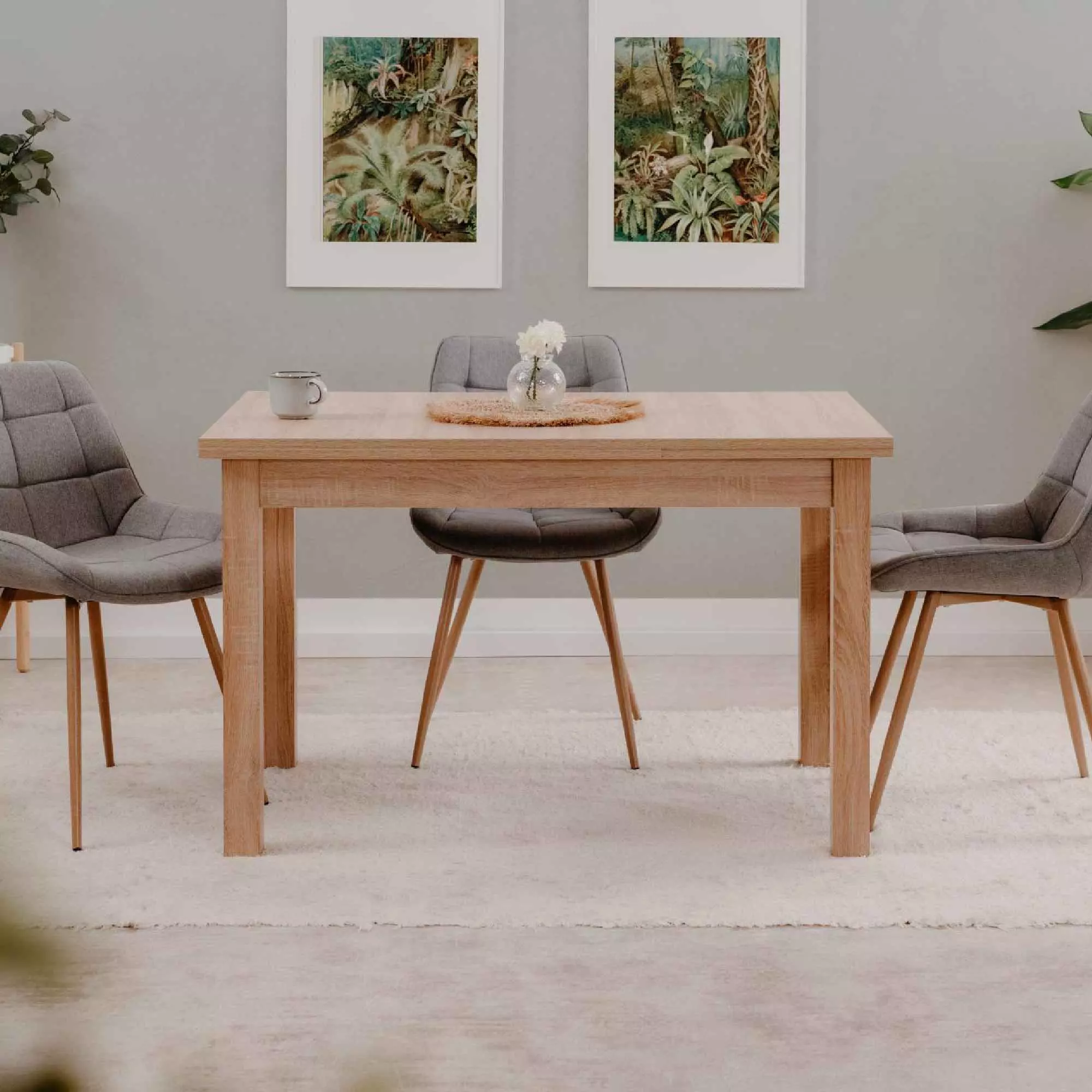 Moderno Tavolo da pranzo allungabile 120 cm, finitura Quercia