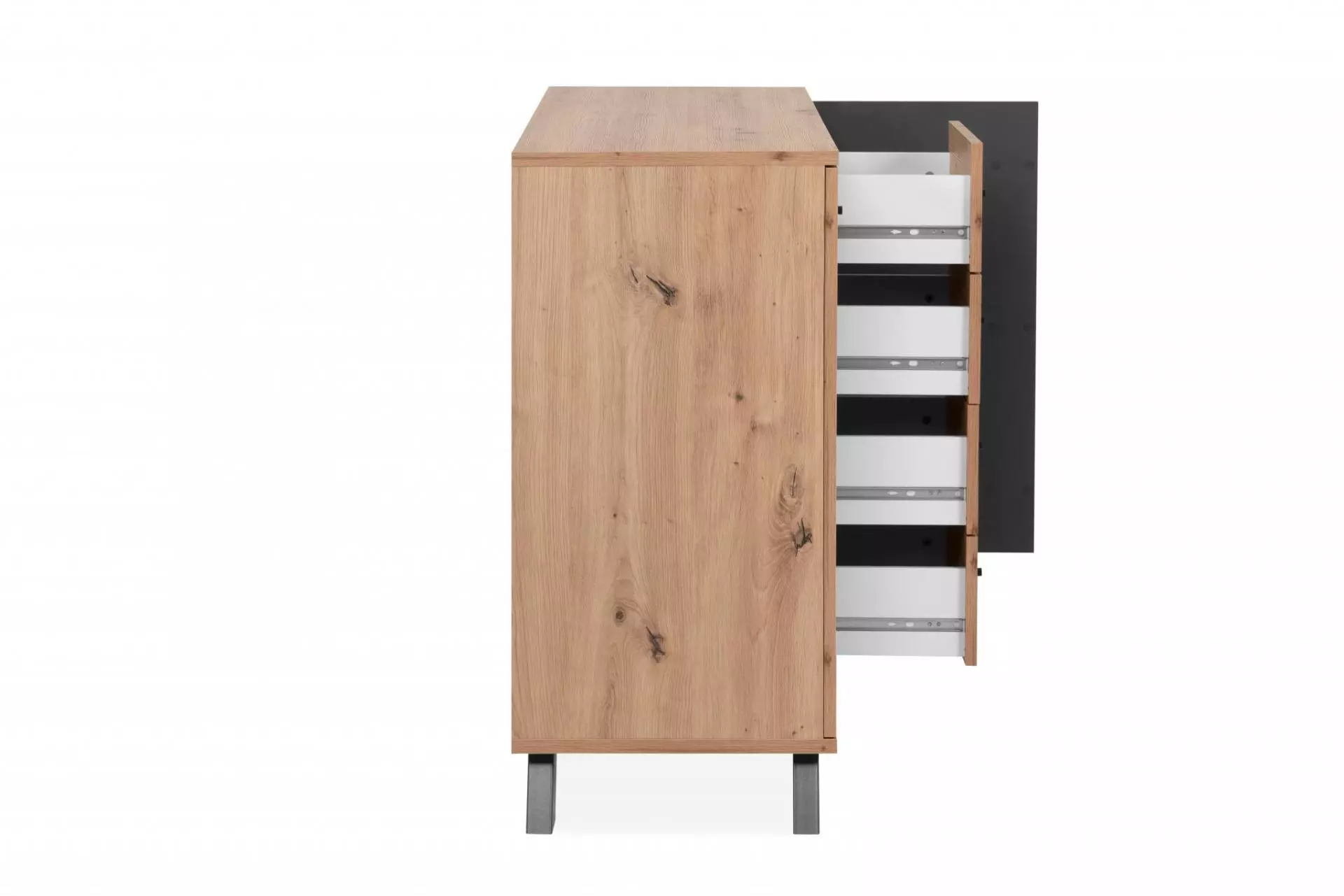 Credenza 2 ante e 4 cassetti, colore Rovere Oak e Antracite 