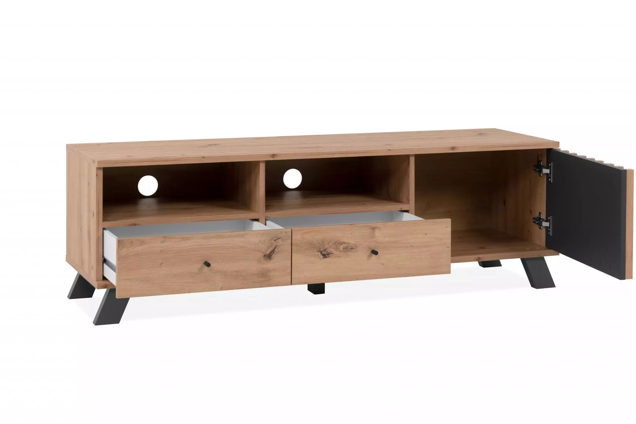 Porta TV nordico, finitura Rovere Oak e Antracite in offerta