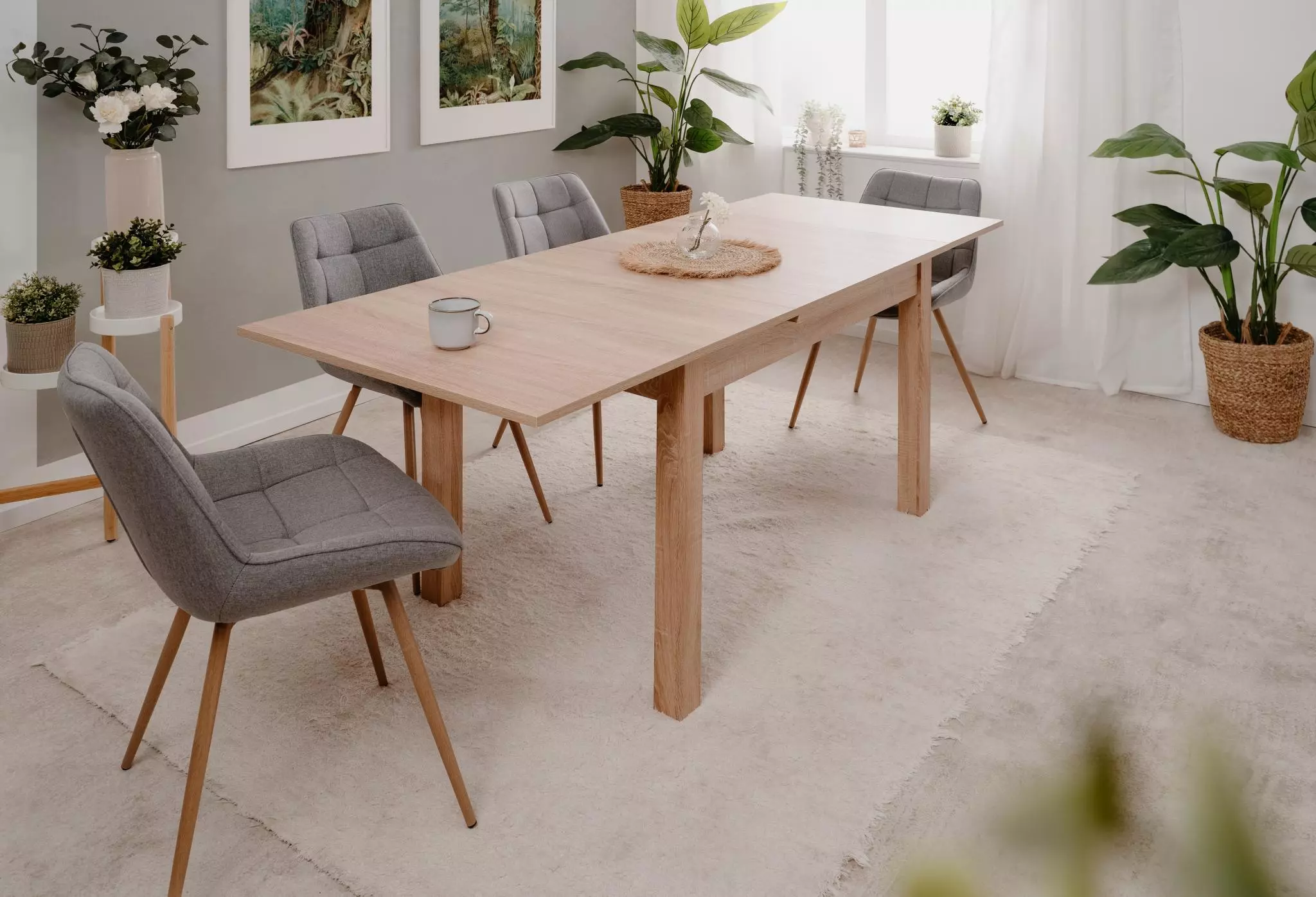 Moderno Tavolo da pranzo allungabile 120 cm, finitura Quercia