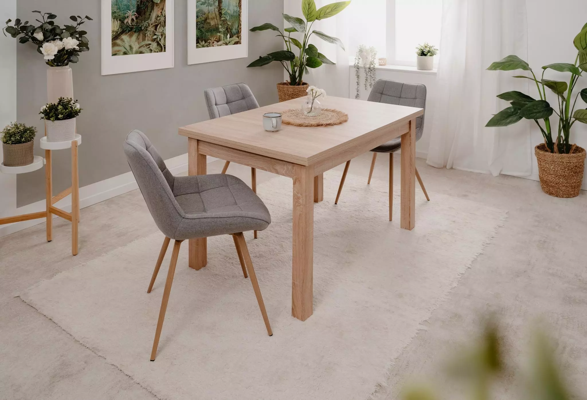 Moderno Tavolo da pranzo allungabile 120 cm, finitura Quercia