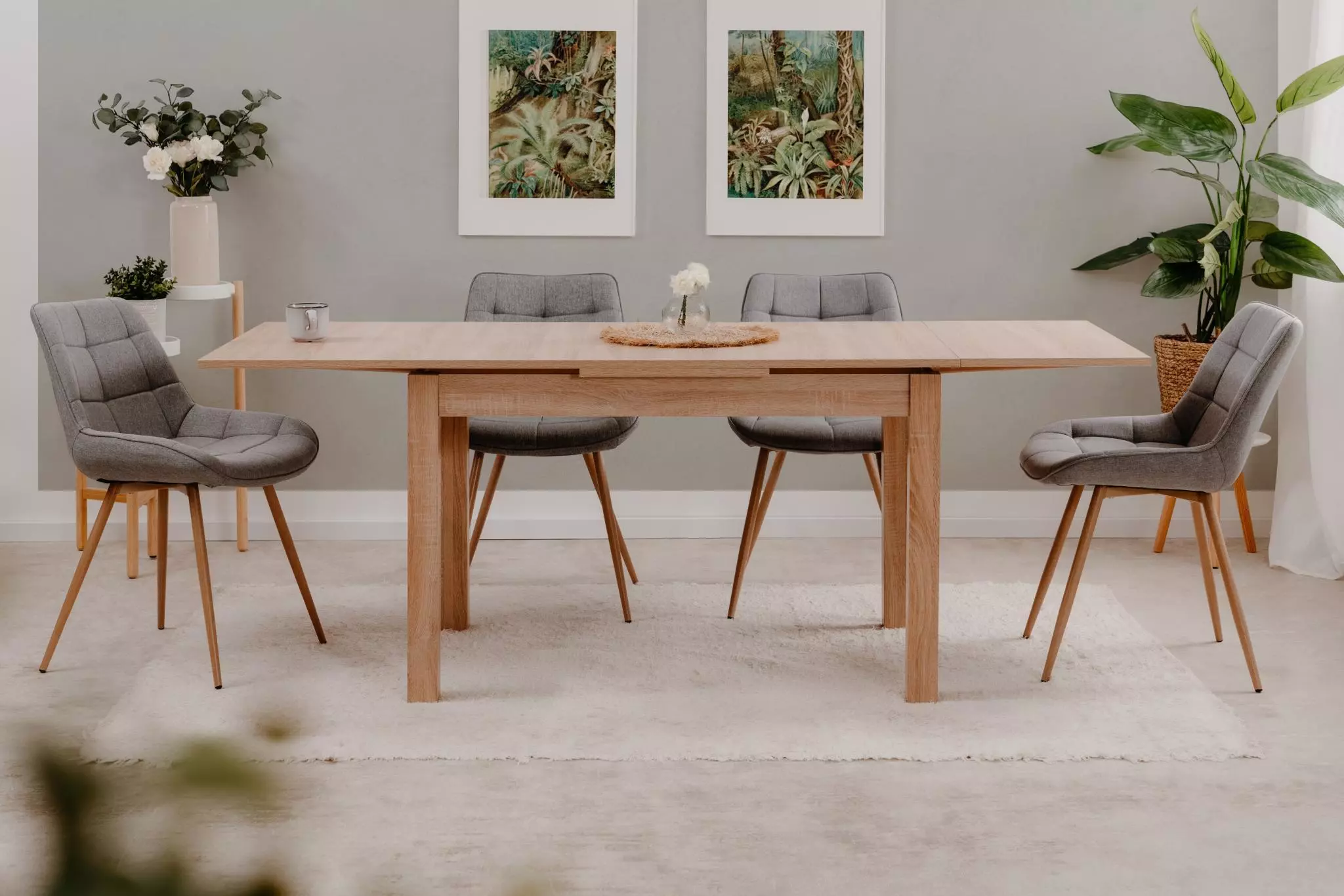 Moderno Tavolo da pranzo allungabile 120 cm, finitura Quercia