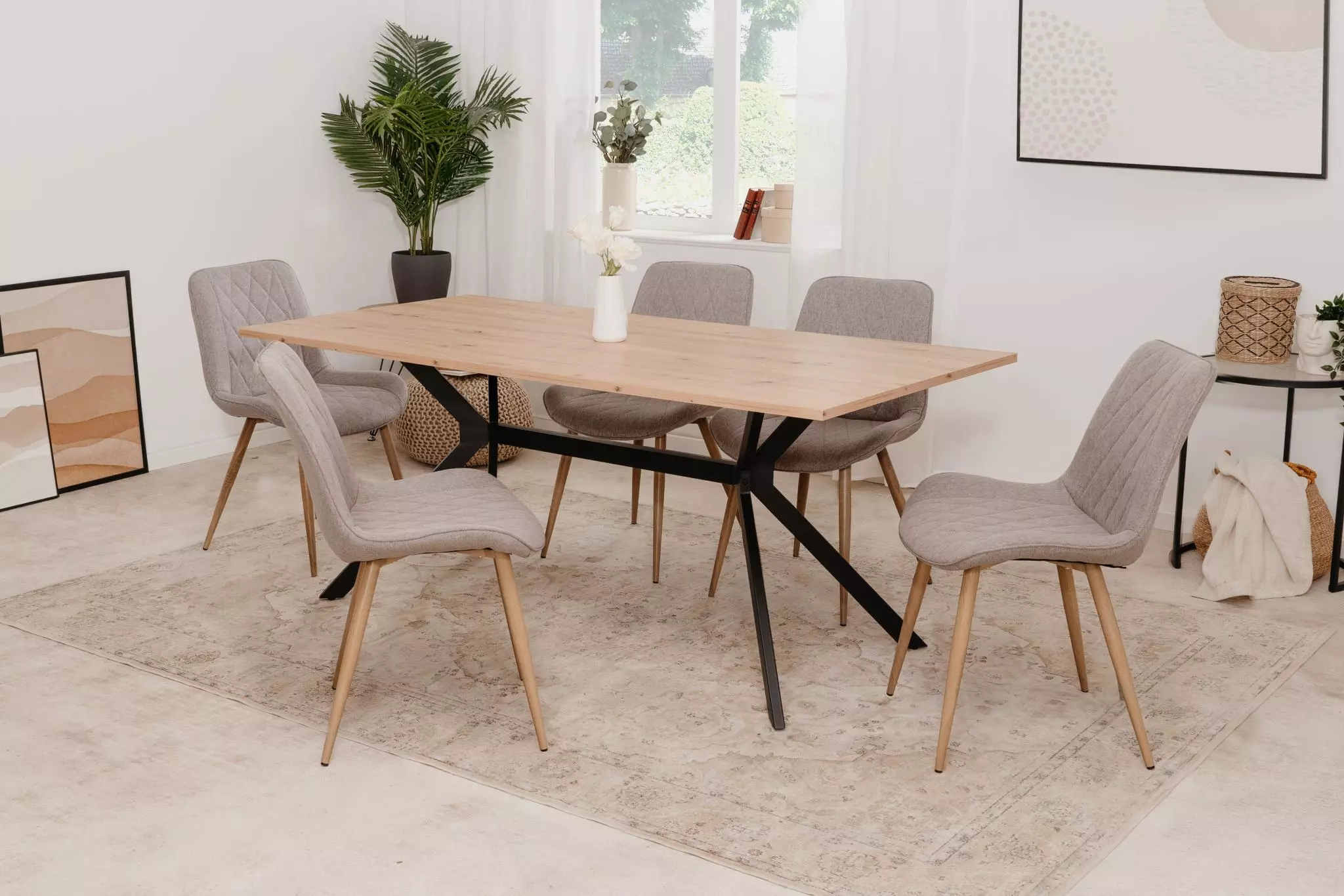 Nuovo Tavolo da pranzo, colore Rovere oak e Nero