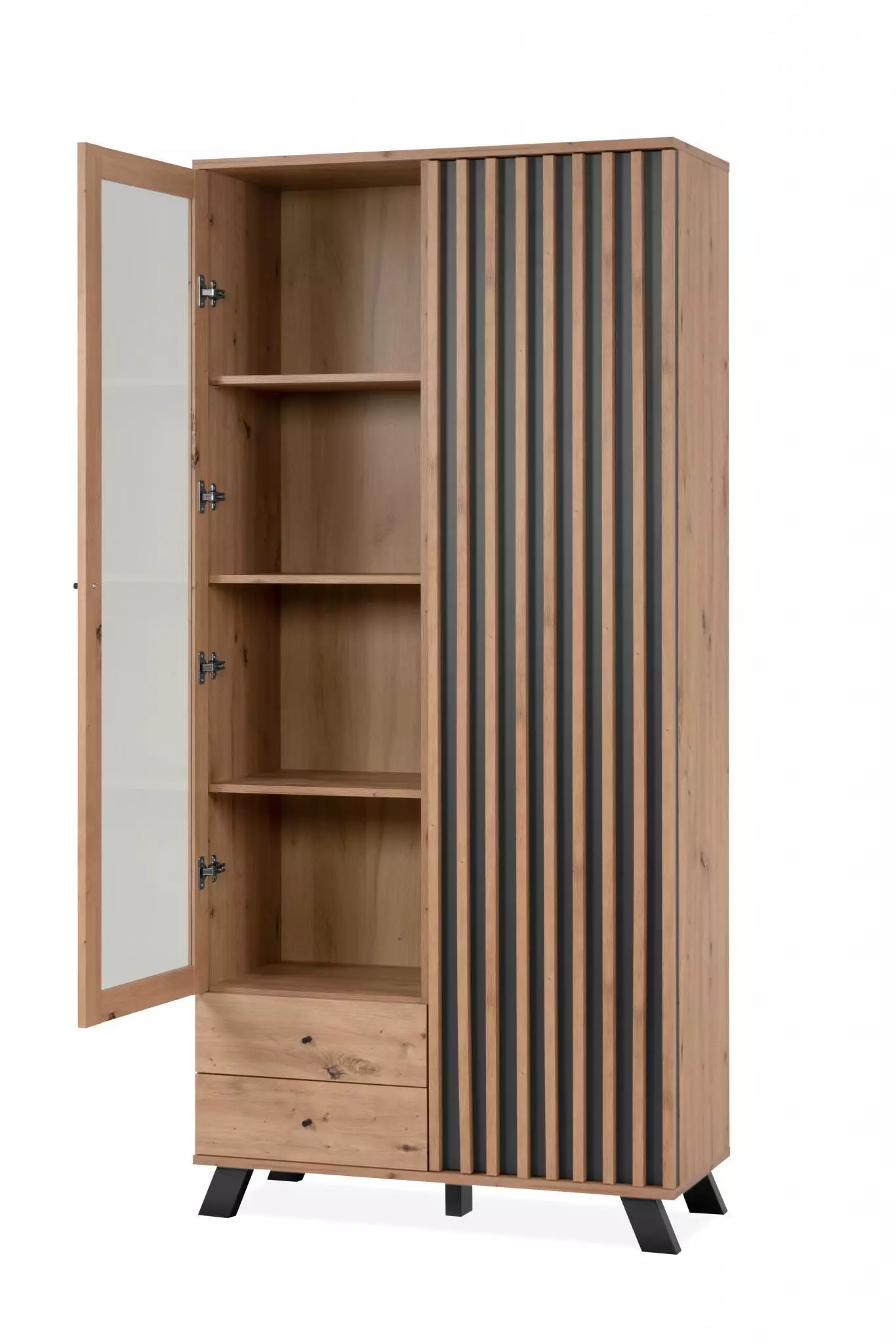 Offerta Vetrina stile nordico, finitura Rovere Oak e Antracite 