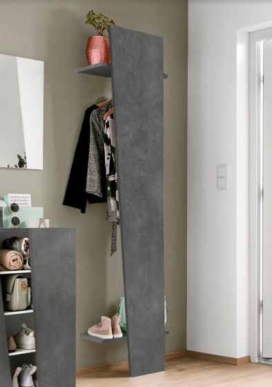 Mobili da ingresso con appendiabiti e scarpiera, finitura Ardesia