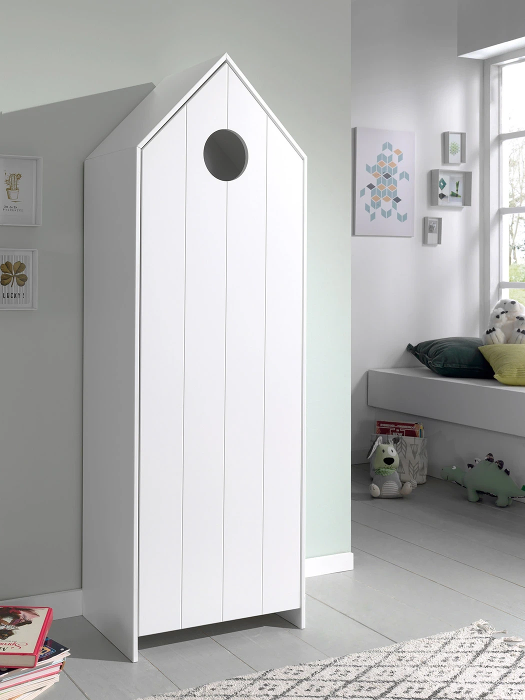 Armadietto per bambini, 58x172x37 h cm, color Bianco