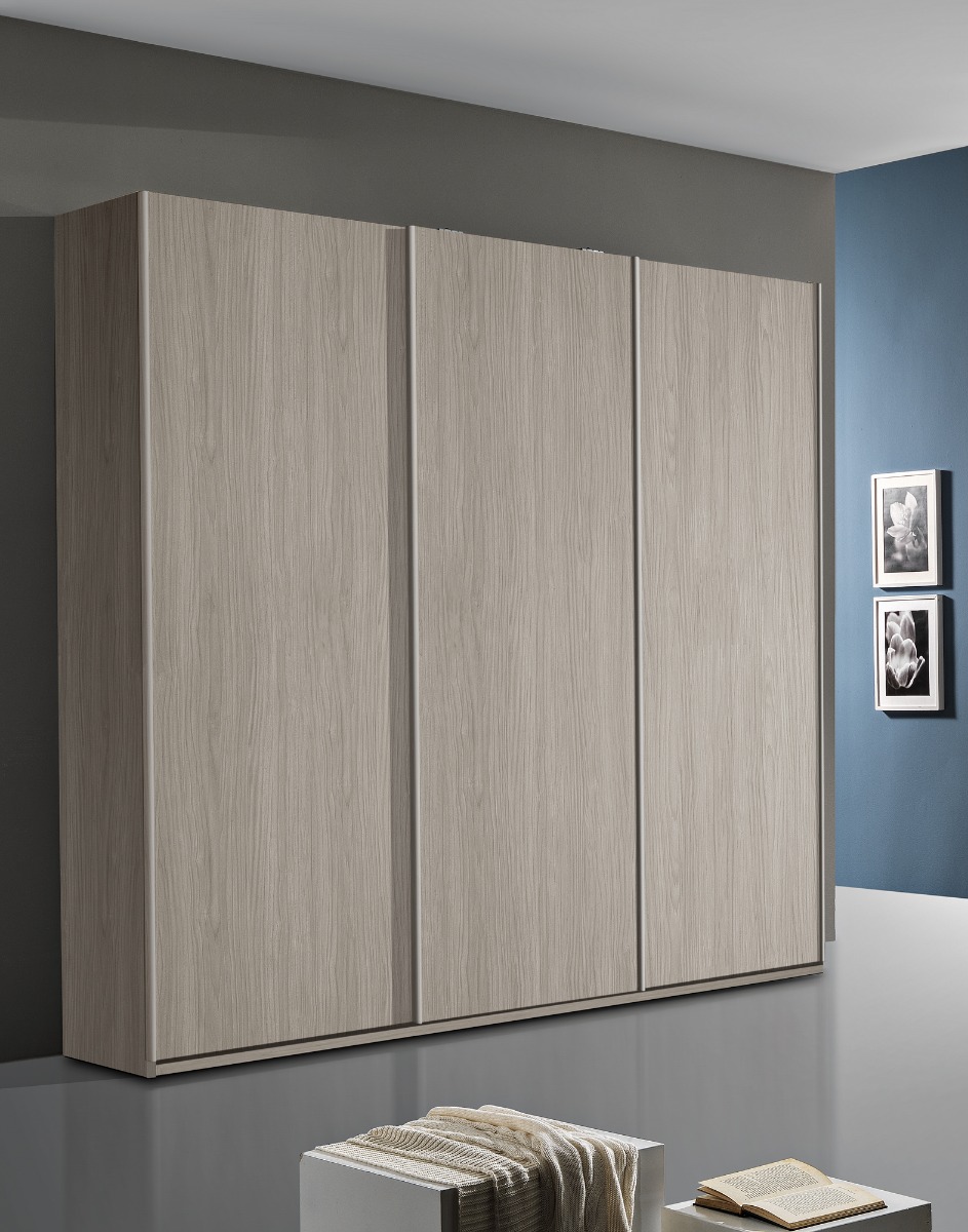 Armadio di design con 3 ante scorrevoli in finitura Grigio reina