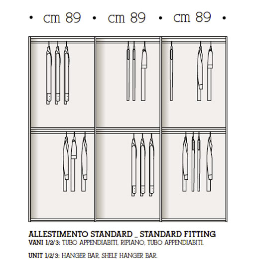 Armadio con specchio a 3 ante scorrevoli con struttura e ante Bianche laccate Lucido